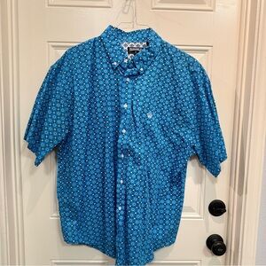Vibrant Blue Men's Casual Button Down Shirt